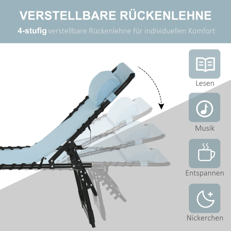 Sun Lounger Foldable Metal Frame Breathable Cover - Teal