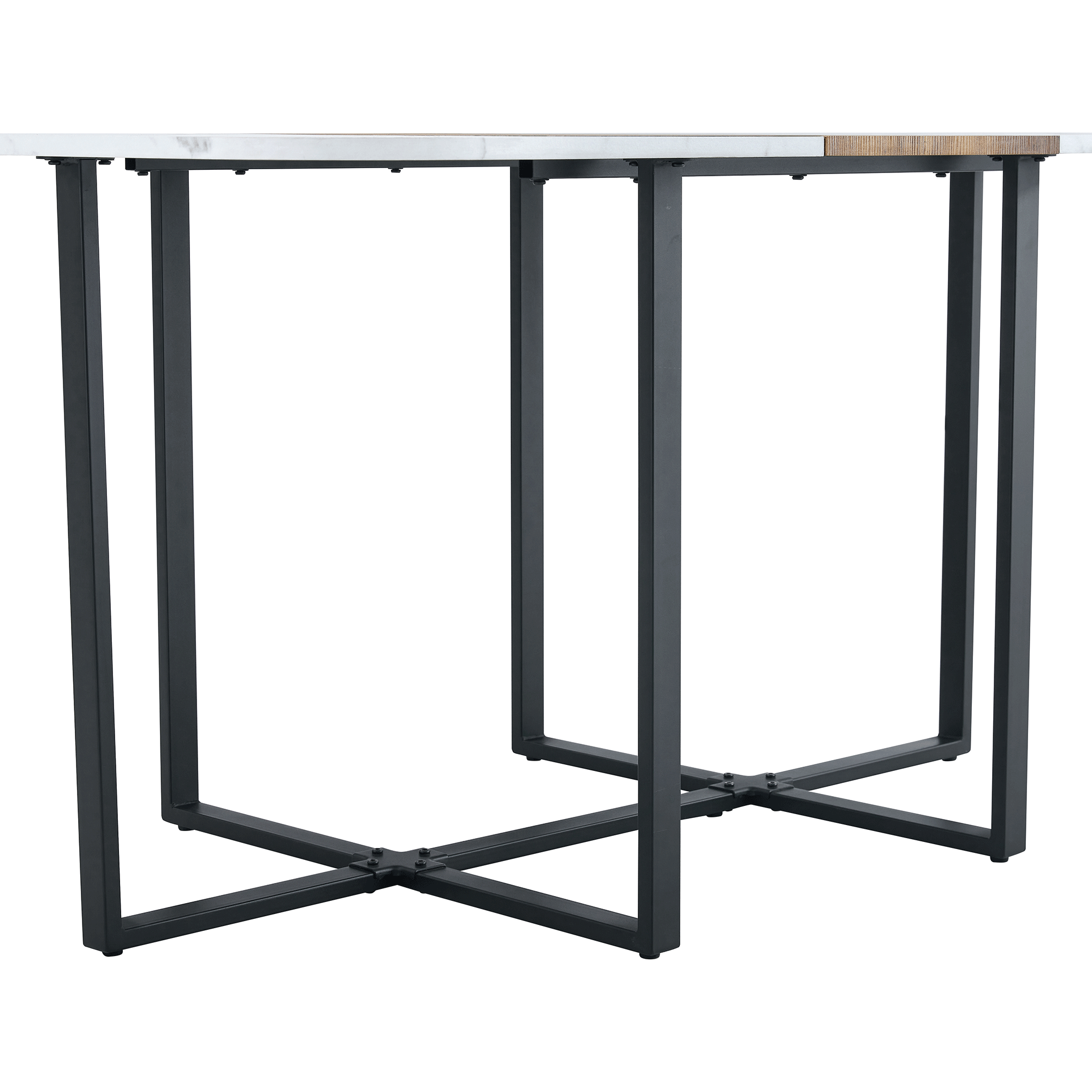 Extendable Dining Table Space-Saving Wood Grain 4-6 Person Black/Metal