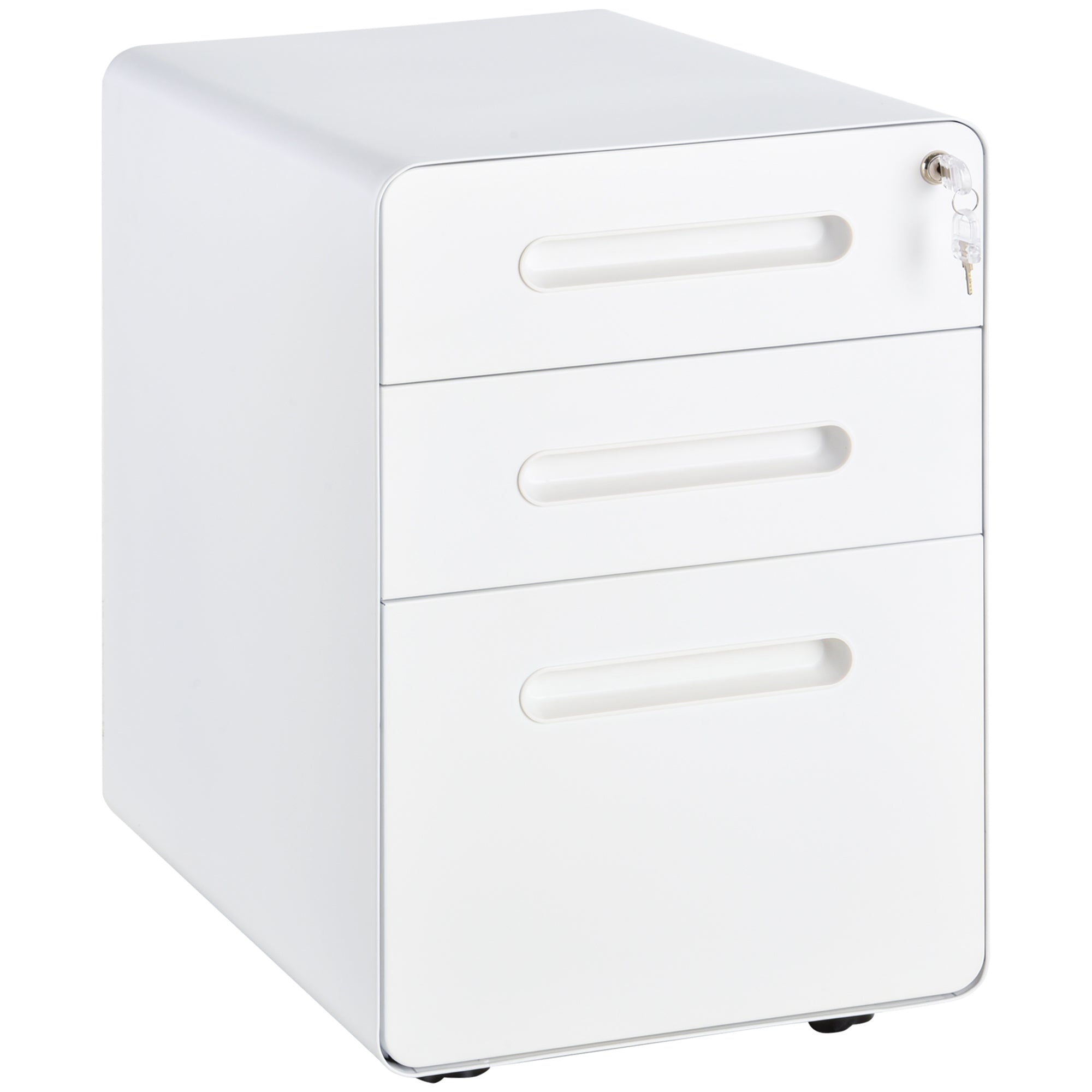 Vinsetto Filing Cabinet with 3 Drawers, Steel, White