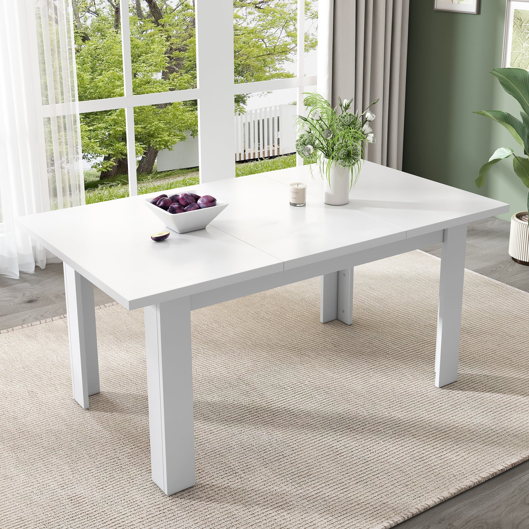 Dining Table 120x70cm Rectangular Storage Space-Saving - White