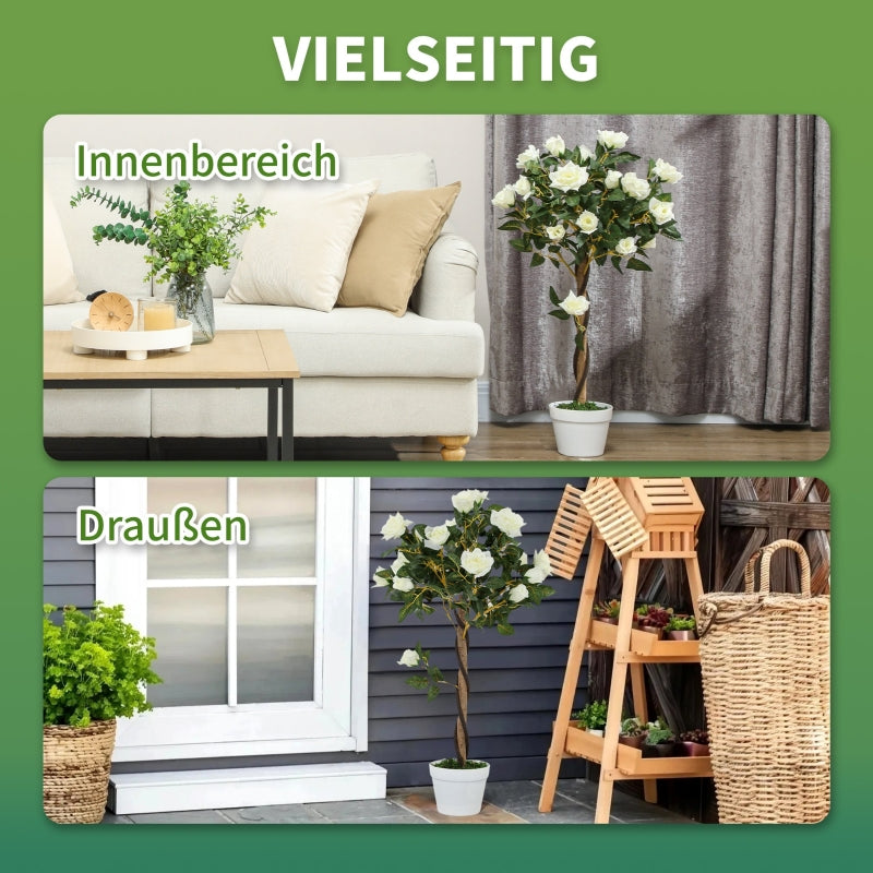 Artificial Tree, Plant in Cement Pot, Green