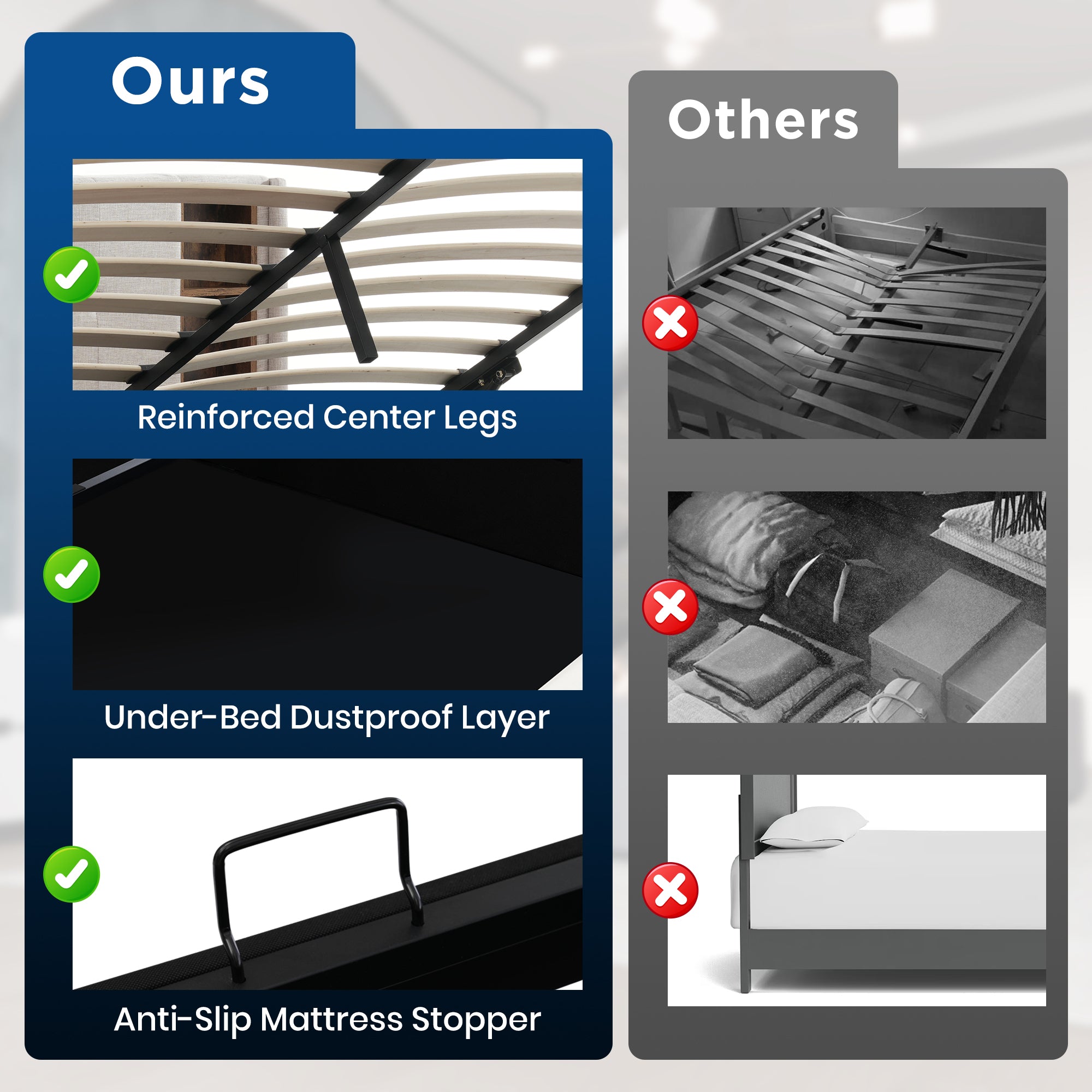 Upholstered Bed King Size 150 x 200 cm, Hydraulic Storage with Wireless Charging, Linen Fabric, Grey