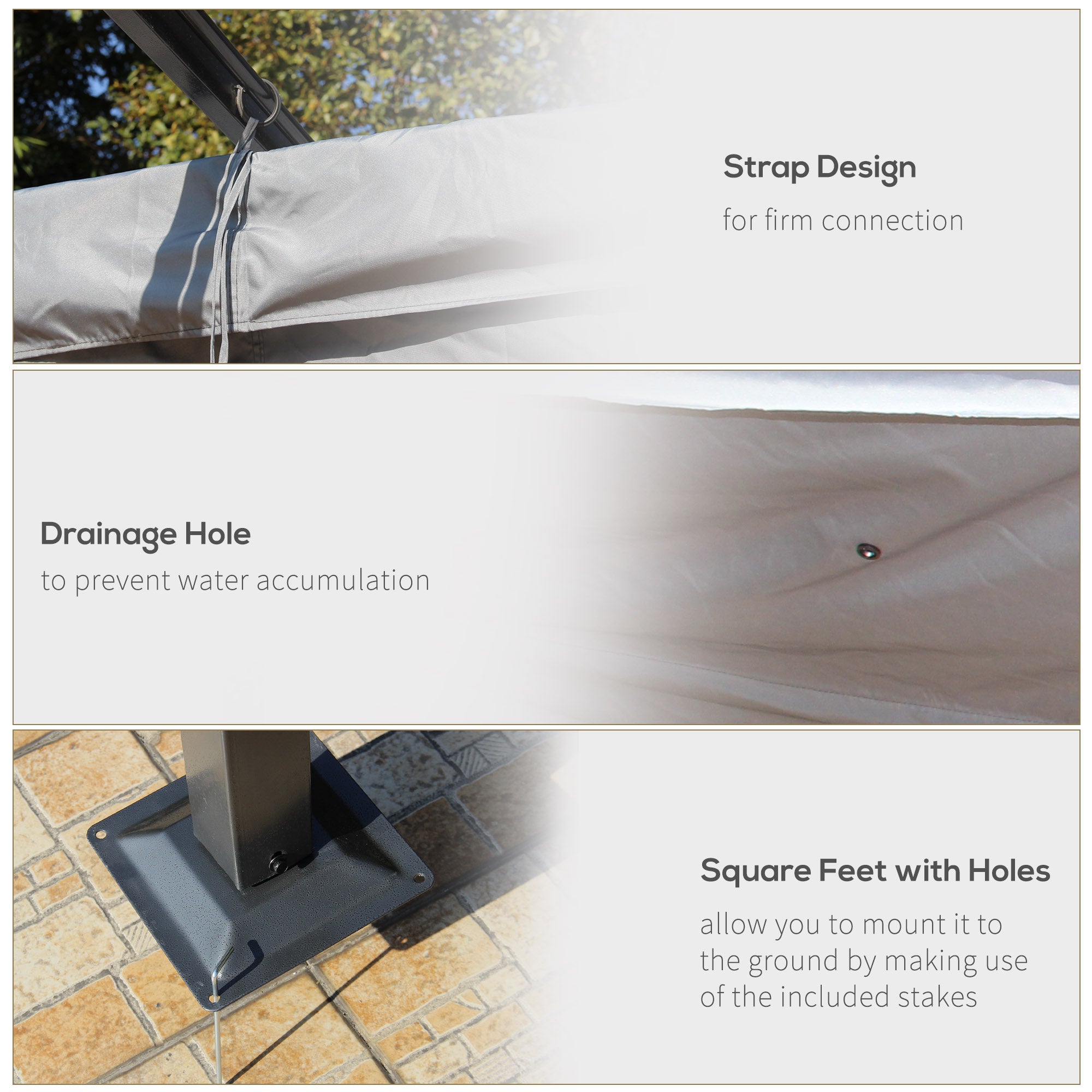 Metal Pergola Gazebo Awning 3.5M X 3.5M Retractable Canopy Sun Shade, Grey