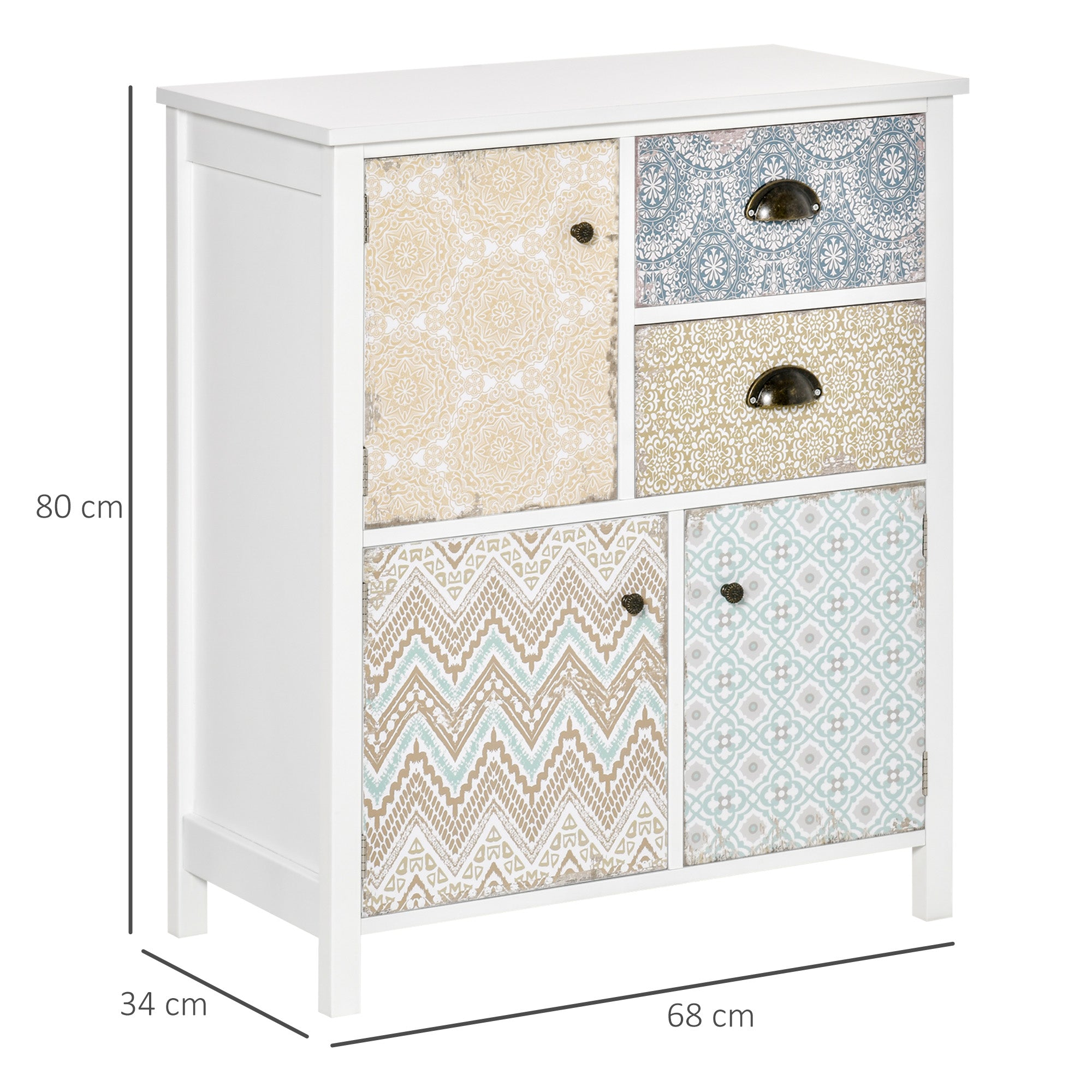 Drawer Table Sideboard Multi-purpose Storage Chest Shabby Chic Wood Blend Organizer Unit