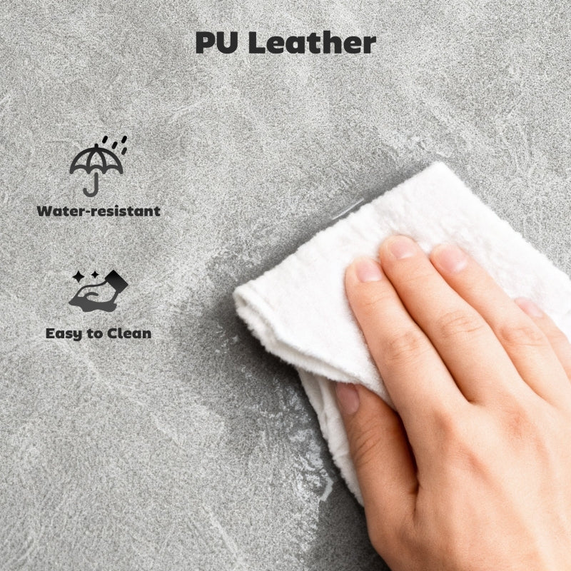 Bar Stools Set of 2 with Back, Footrest and Wood Legs for Kitchen Counter, PU Leather Grey