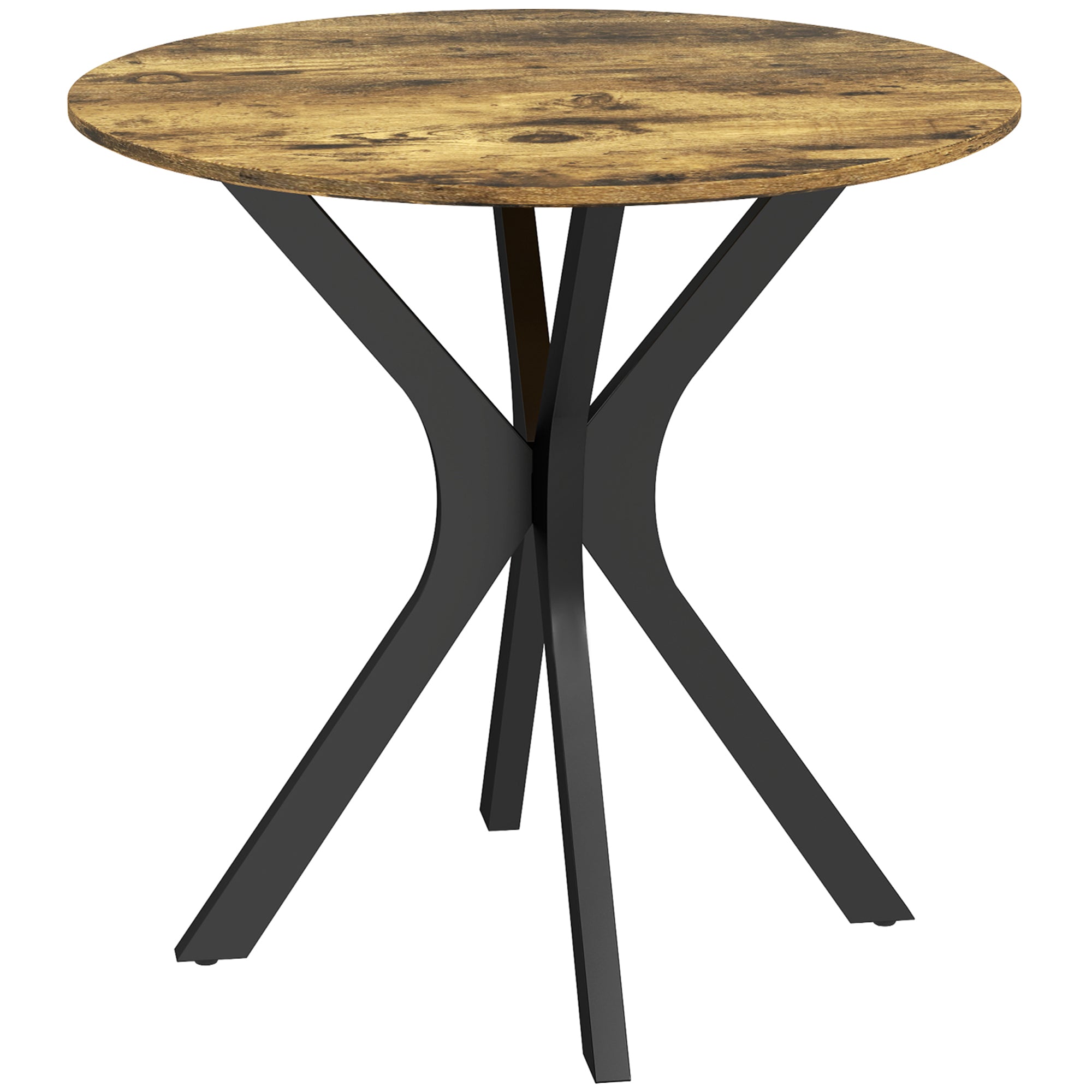 Dining Table Round 2-Person Bar Table, Spider Steel Frame, Rustic Brown