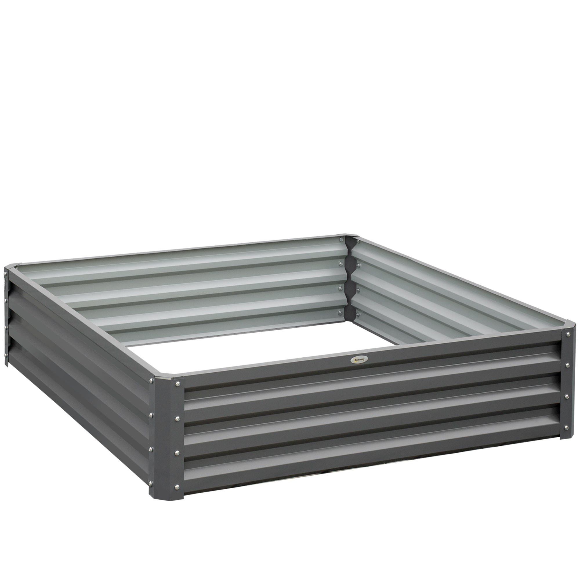 432L Raised Garden Bed, Square Steel Frame for Vegetables, Flowers, Herbs, Light Grey