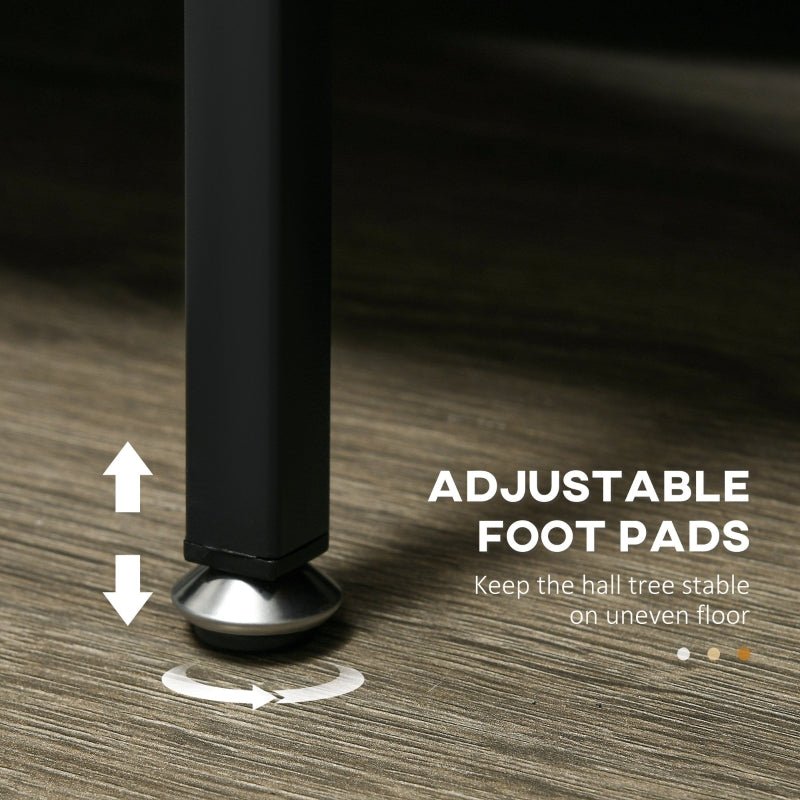 Clothes Rail Metal Rack with Shoe Rack, 5 Tier Shelves, 5 Hooks, Rustic Brown and Black Metal