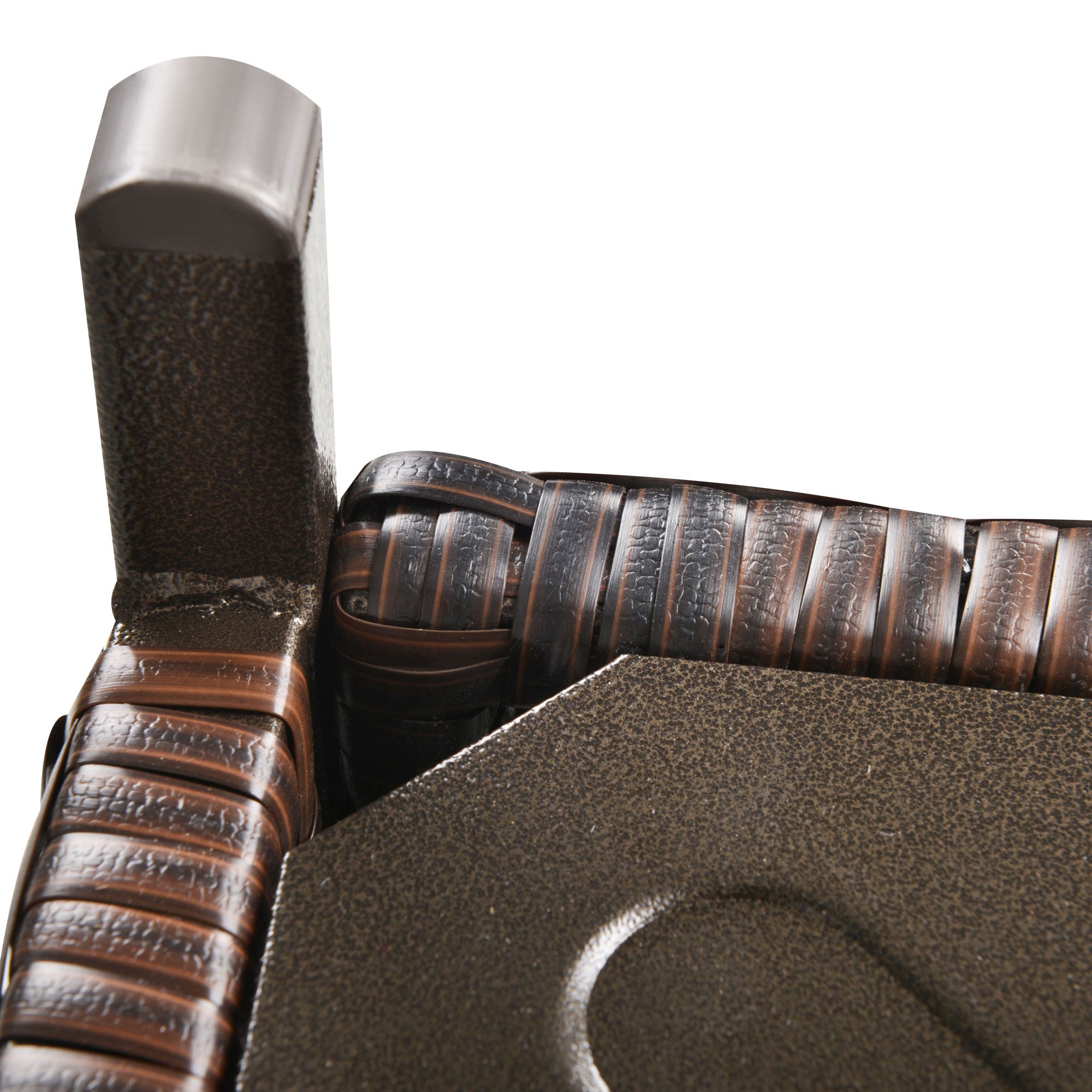 Rattan Garden Coffee Table, Square Side Table with Umbrella Hole, Brown Wicker