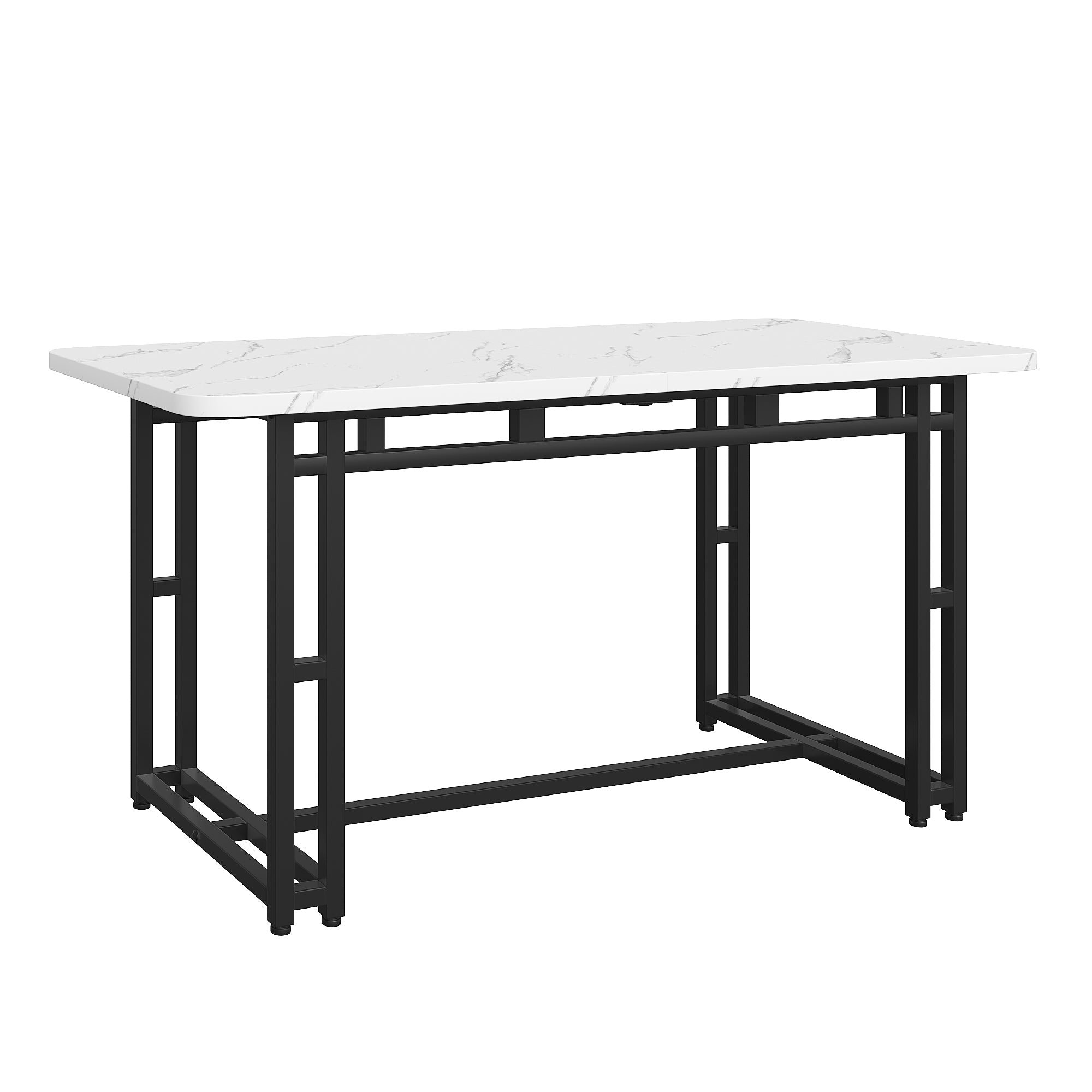 Dining Table 120x70cm Lightweight Luxury Rectangular Metal Frame Black