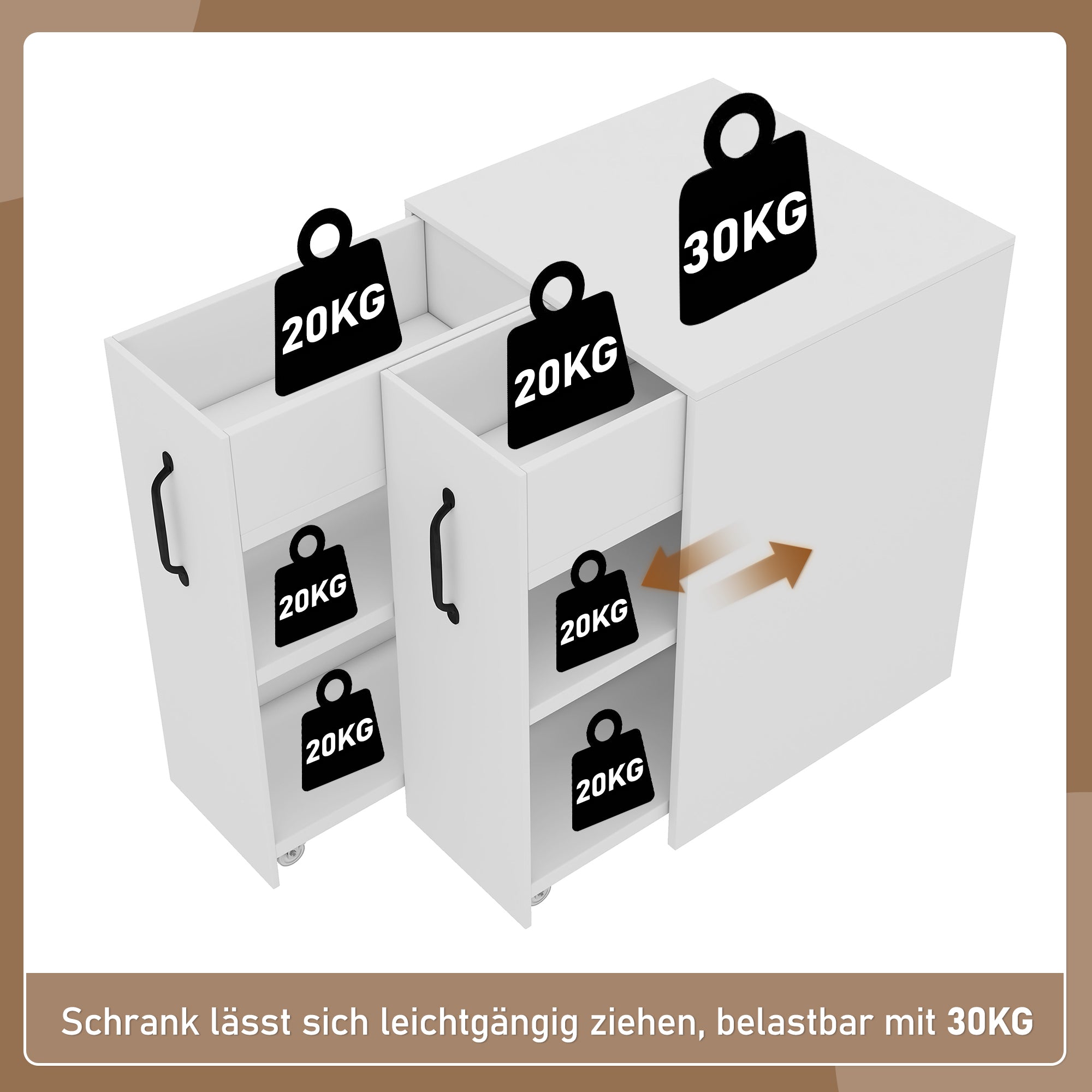 Small Bookcase with Wheels, Shelves, Drawers, and Reversible Configuration