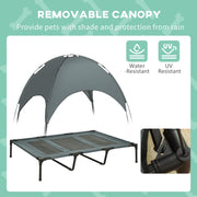Raised Dog Bed Waterproof Elevated Pet Cot with UV Protection Canopy, Grey
