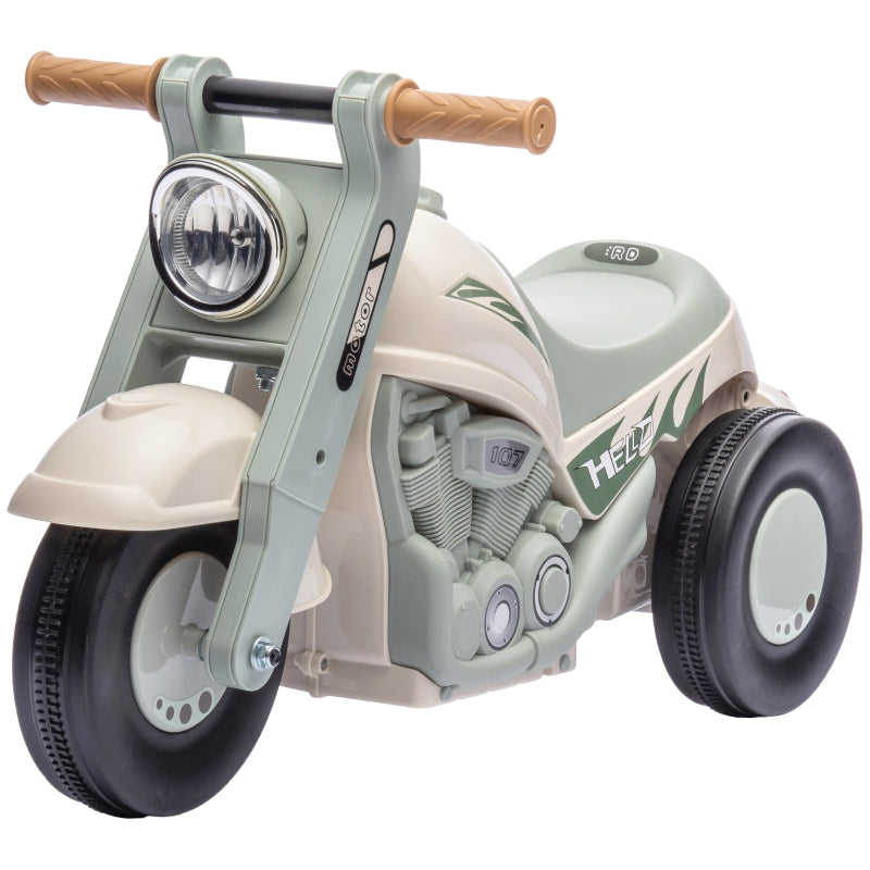 Ride-on Car with Motorcycle Design, Music and Bubbles, Cream White