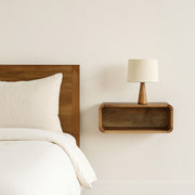 Elegant Space-Saver Wall Mounted Round Bedside Chestnut Wood