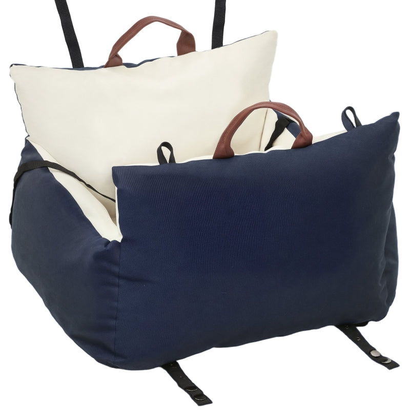 Dog Car Seat 2 Straps Washable Cover Under 5kg - Blue