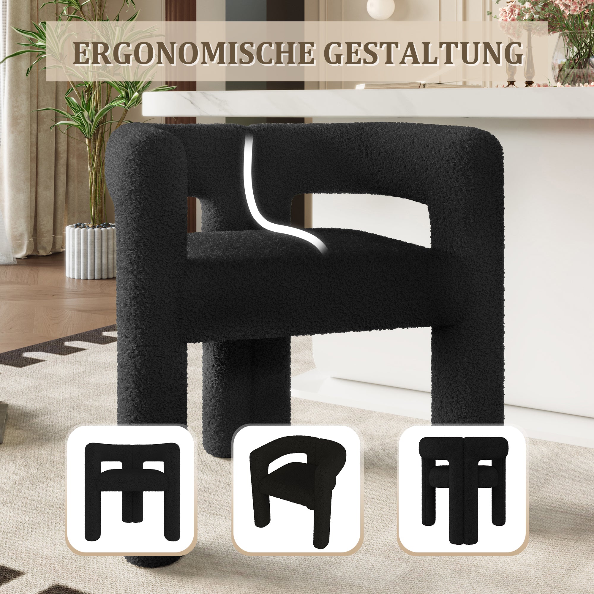 Ergonomic Armchair Unique Design Maximum Comfort, Premium Teddy Pile