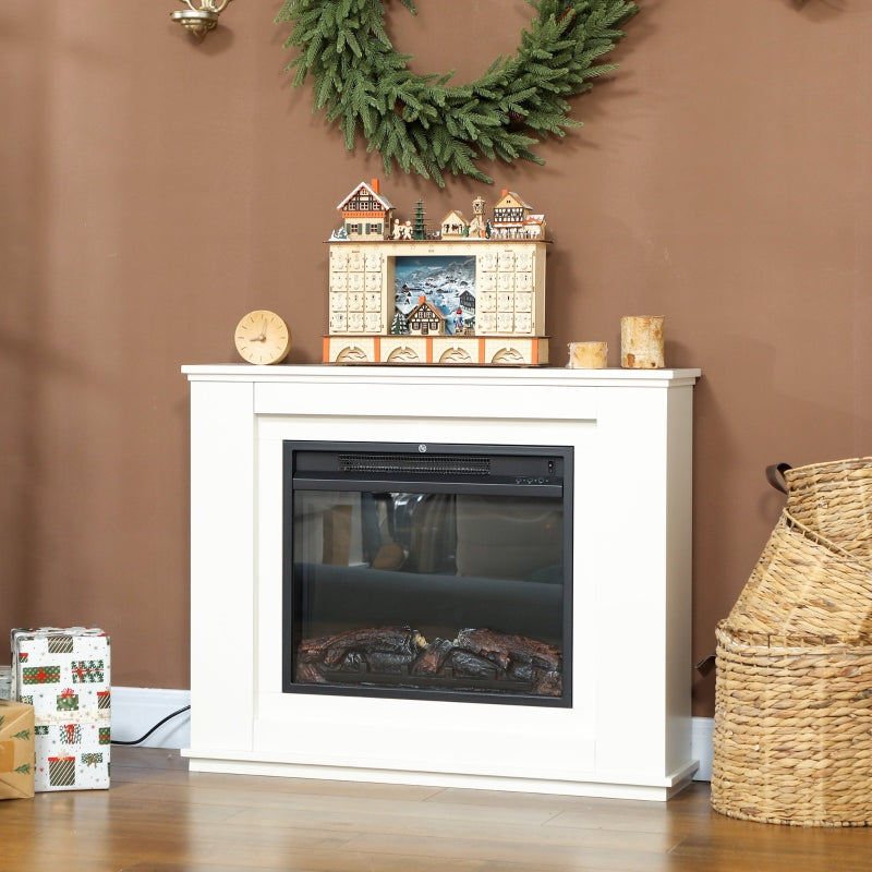 Electric Fireplace with Surround, 32" 2000W 12-Colour Flame Effect, White