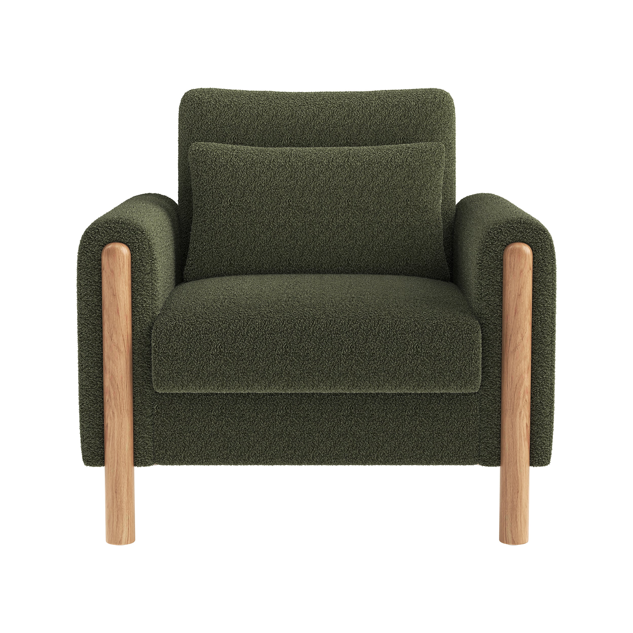Modern Armchair, Thick Cushion, Comfortable Single Seater, Green