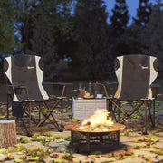 Set of 2 Folding Camping Chairs, Padded with Cooler Bag, Cup Holder, Black