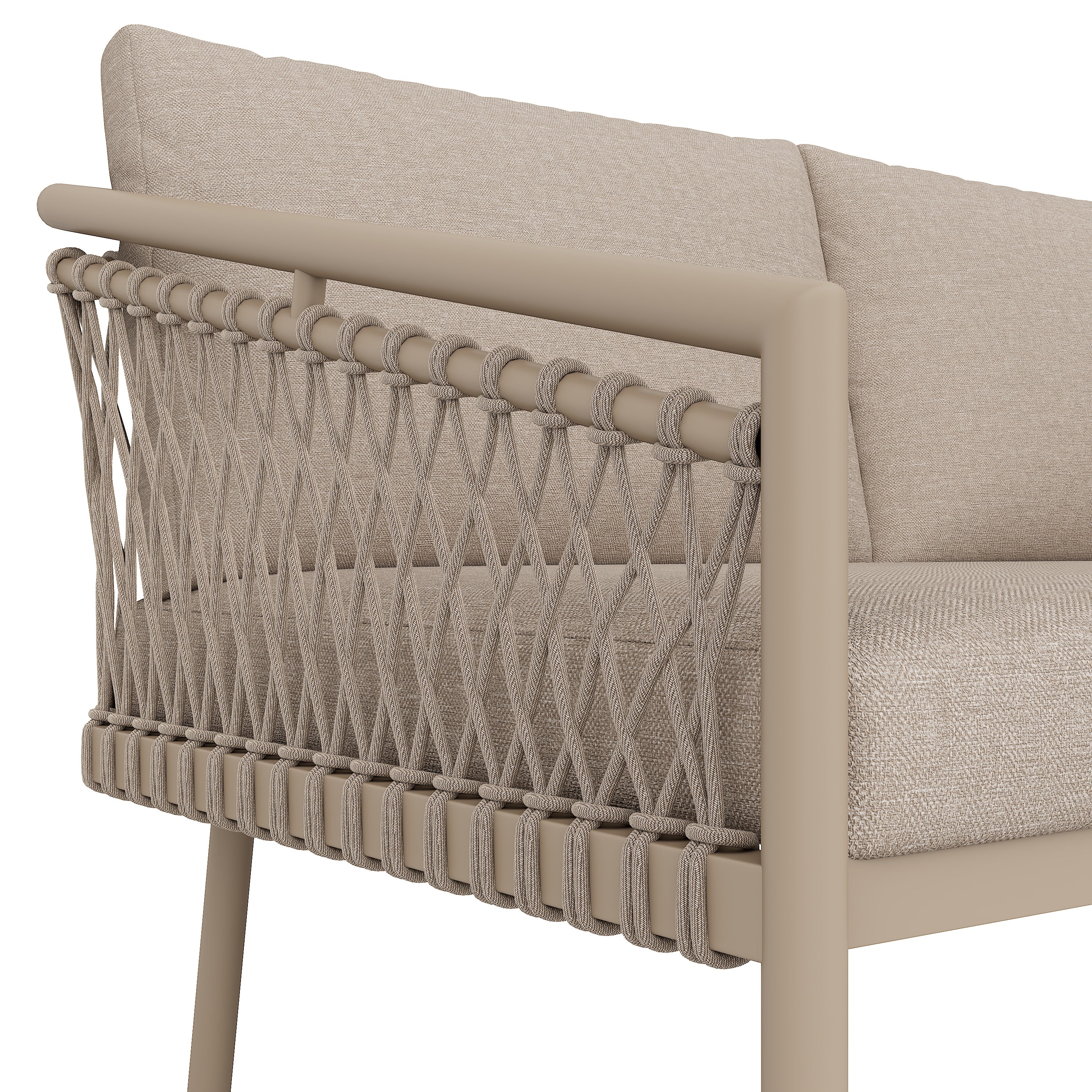 Garden Lounge Set Rope Outdoor Sofa with Cushions - Khaki