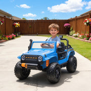 Electric Ride-on Car with Parent-Child Seat and 12V Battery, Blue