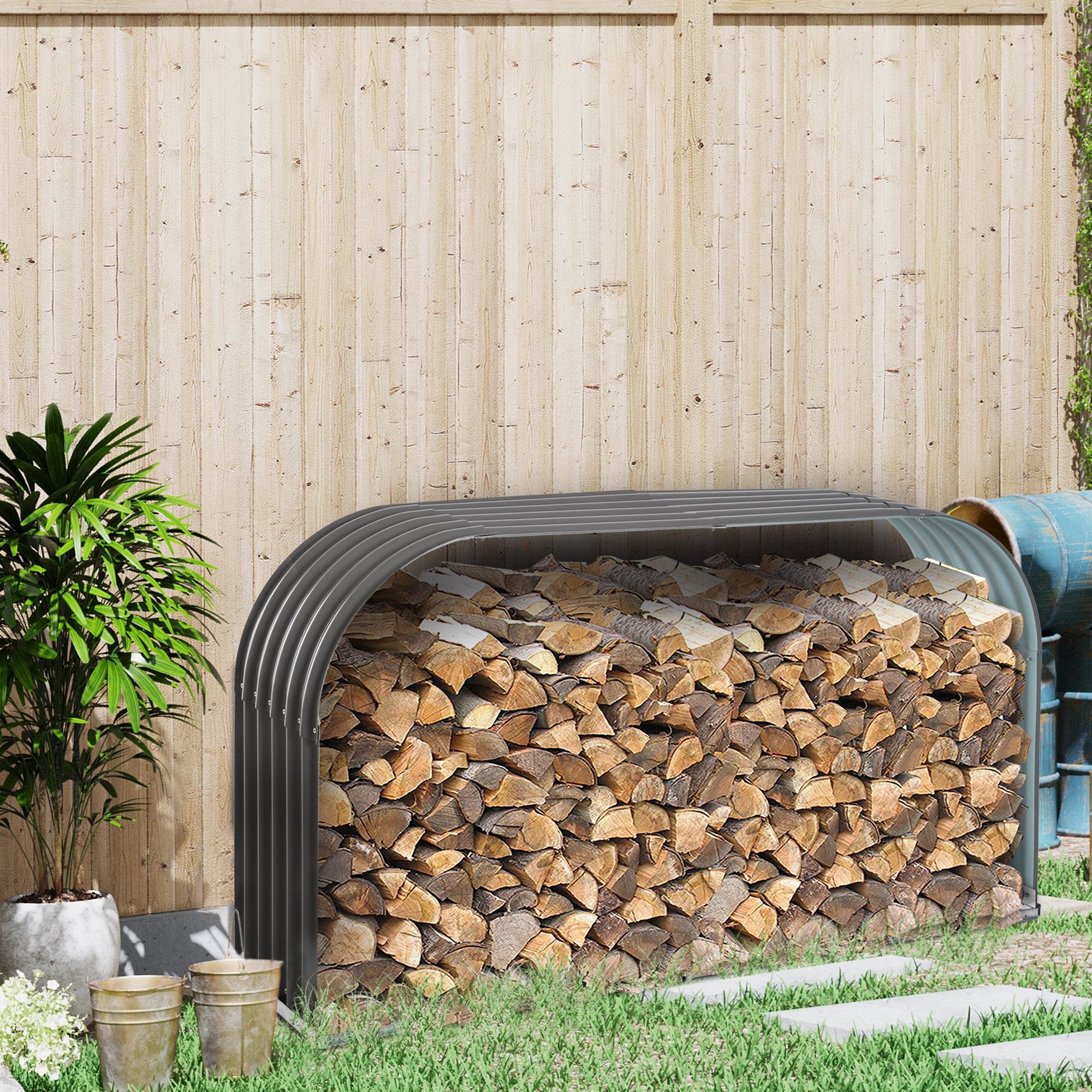 Firewood Rack 0.85 m³ Steel Grey