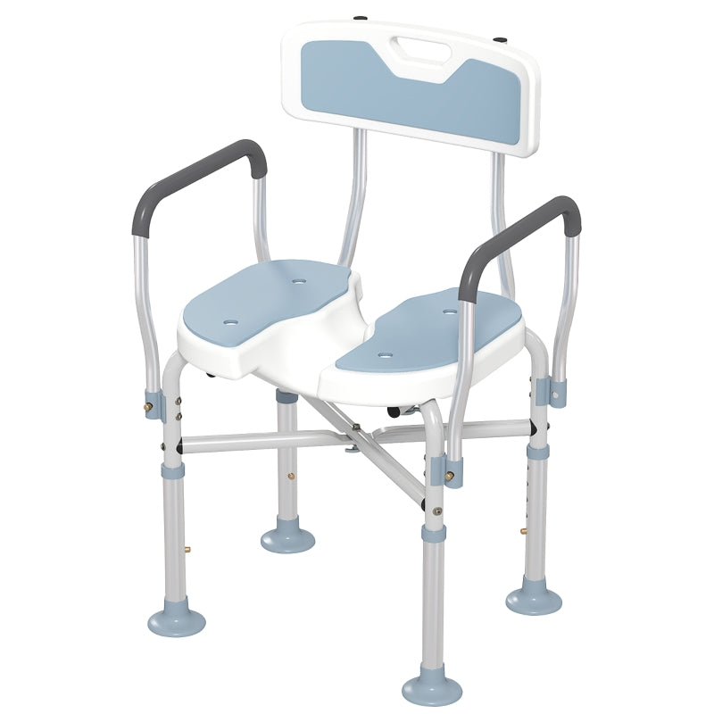 Aluminium Shower Chair Padded Seat Light Blue