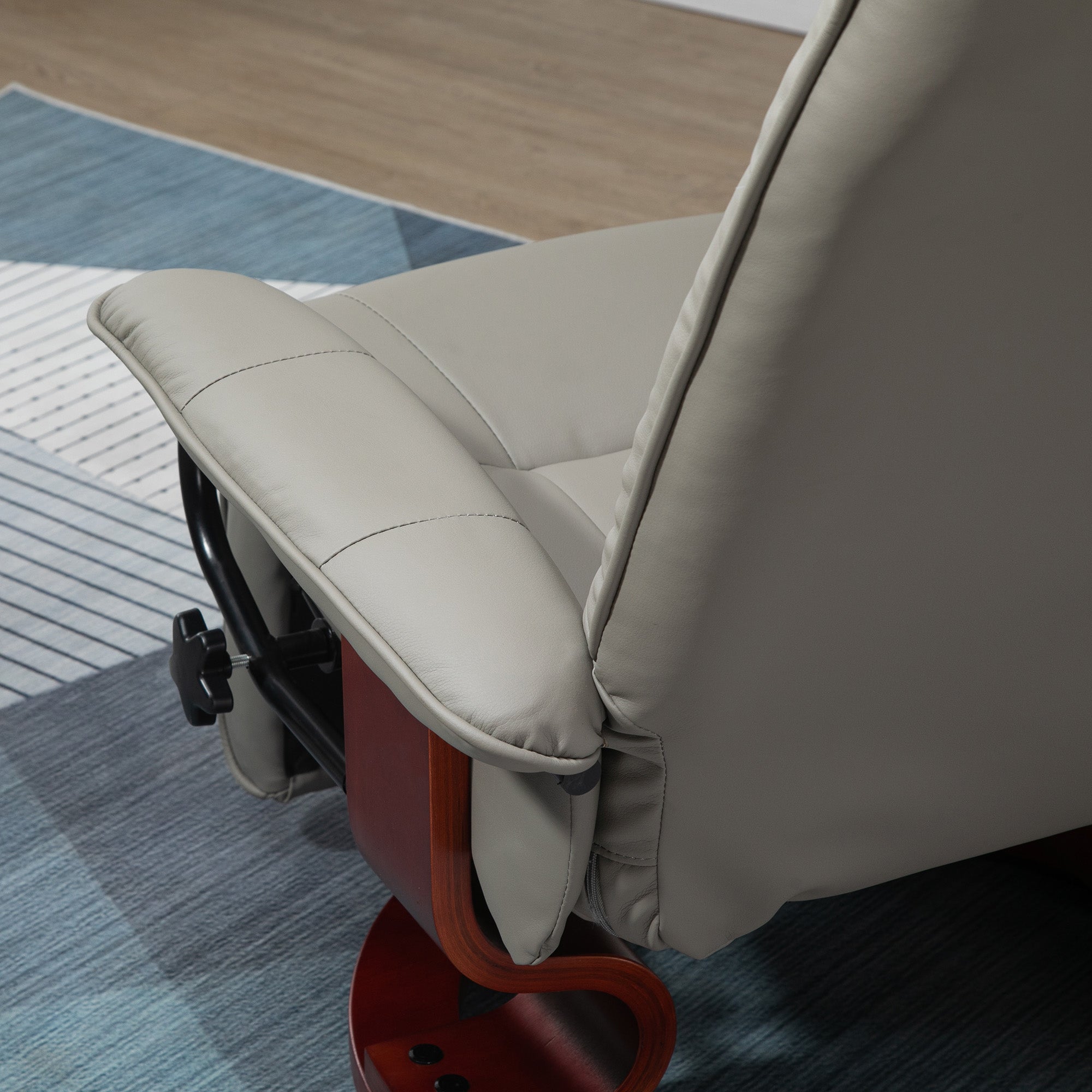 Electric TV Recliner, 145° Reclining Footrest with Side Buttons, Faux Leather Grey