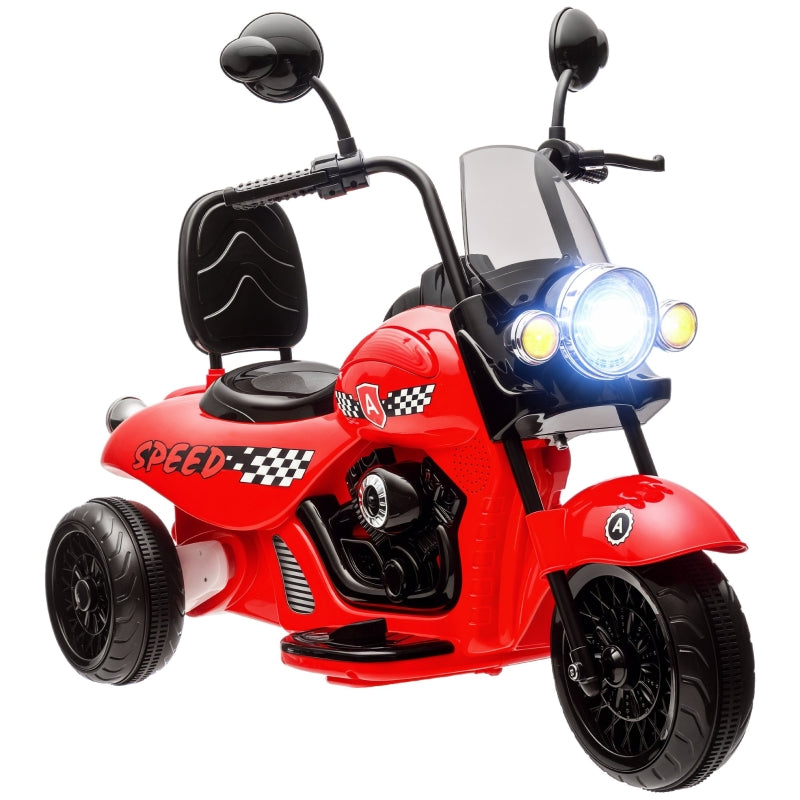 aiyaplay electric kids motorcycle, 3 wheels, 6v battery operated, red