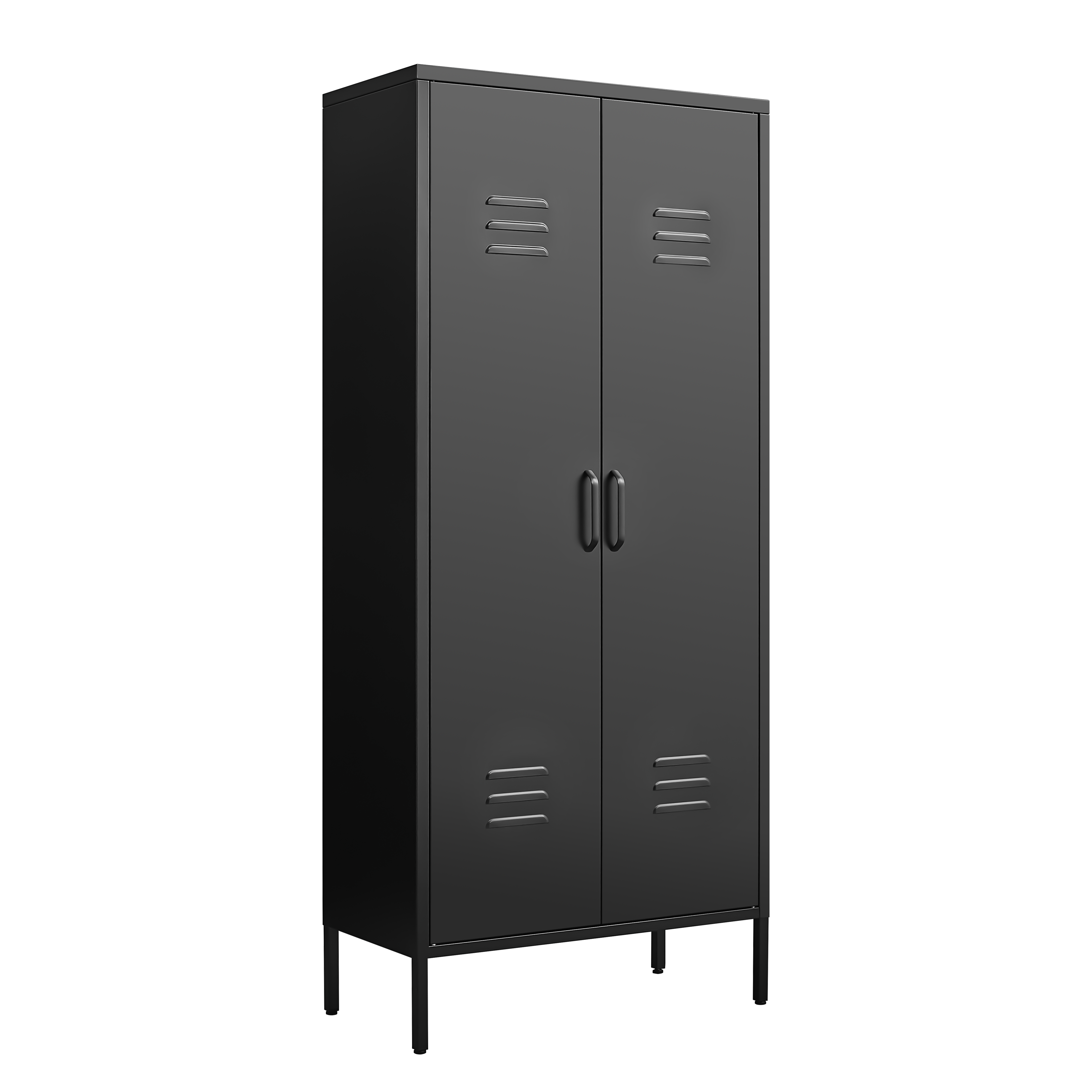 Metal Storage Cabinet with Doors and Adjustable Shelves, Black Metal