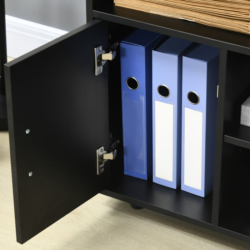 Multi-Storage Printer Stand Mobile Storage w/ Wheels Black