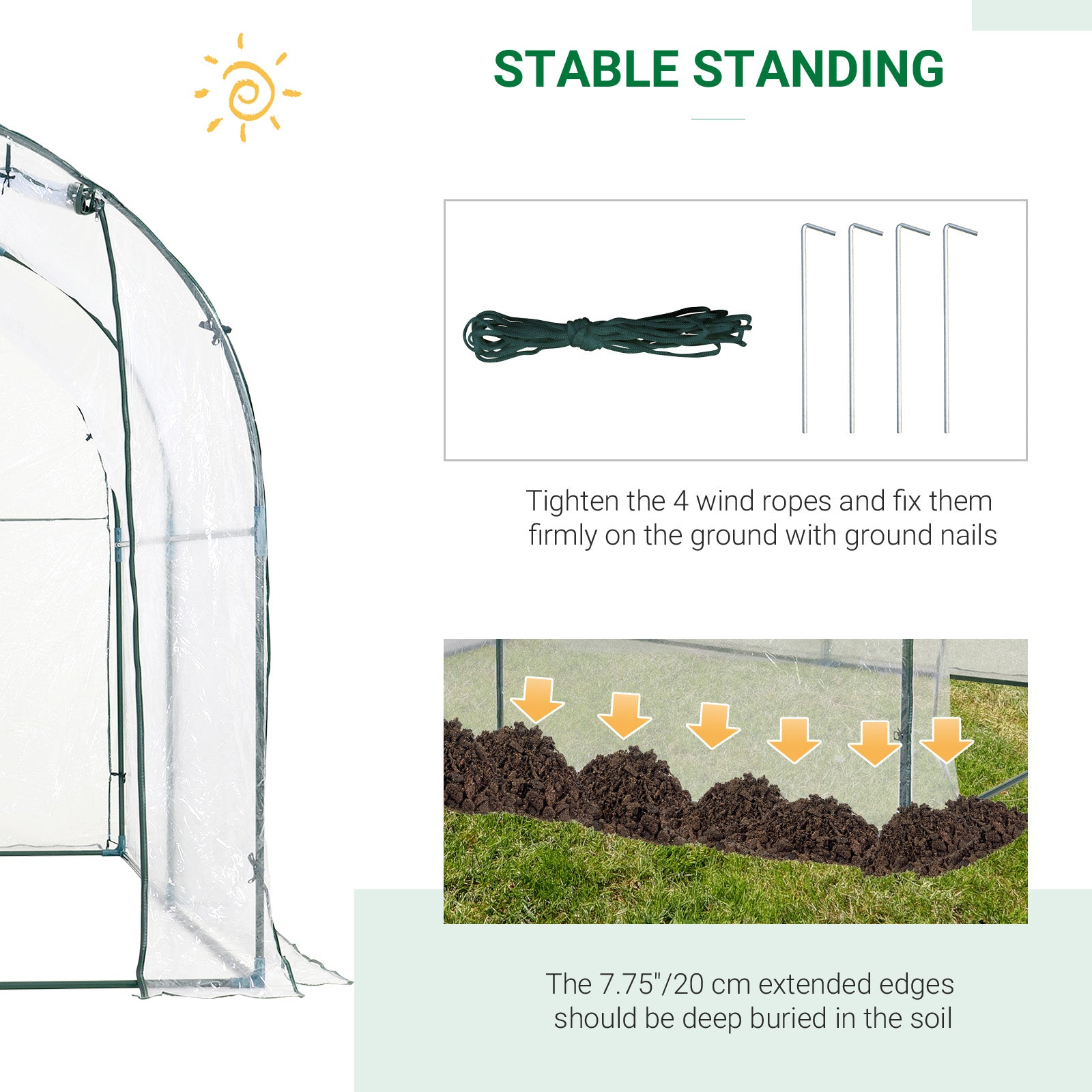 Walk-in Polytunnel Greenhouse Roll-up Door Transparent 2.5 x 2m PVC Cover