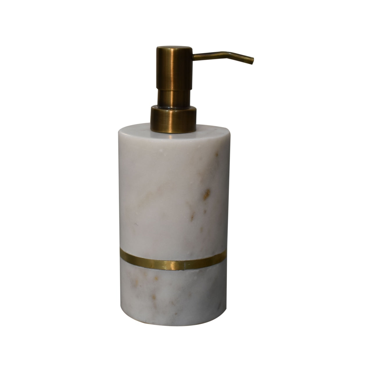 Bathroom Accessories Set of 5 Brass Inlay White Marble