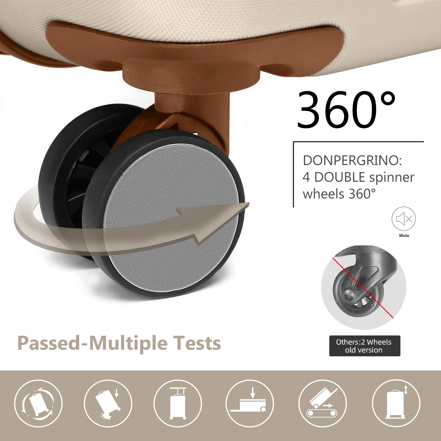 Luggage Sets 6 Piece Hardside Expandable with Spinner Wheels, Cream