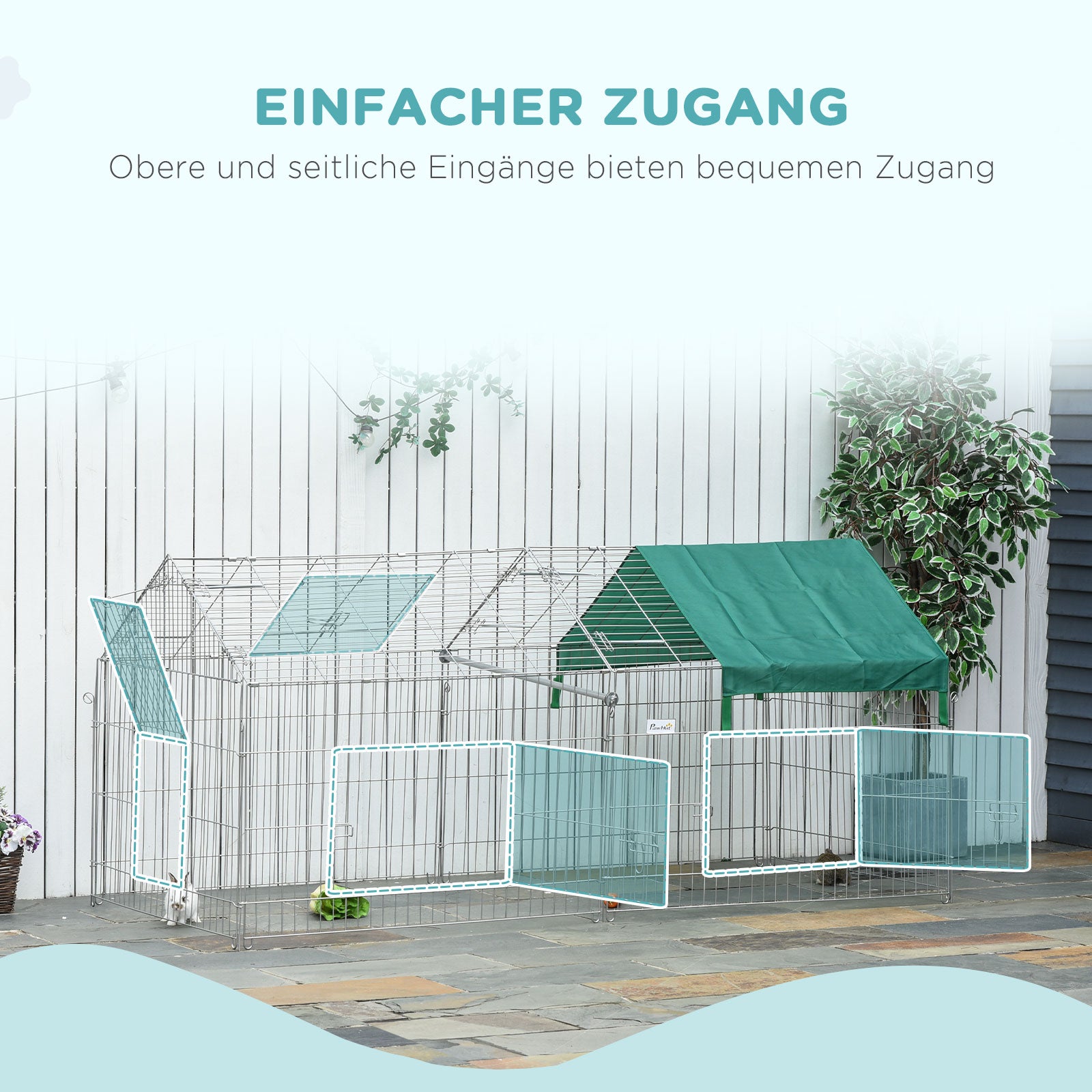 Outdoor Enclosure Playpen with Cover for Guinea Pigs, Steel