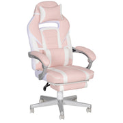 Gaming Chair Reclining with Footrest Faux Leather Pink/White