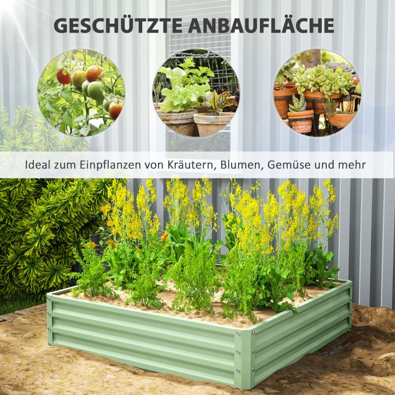 Garden Bed Planter, Steel Housing, 120 x 120 x 30 cm, Green
