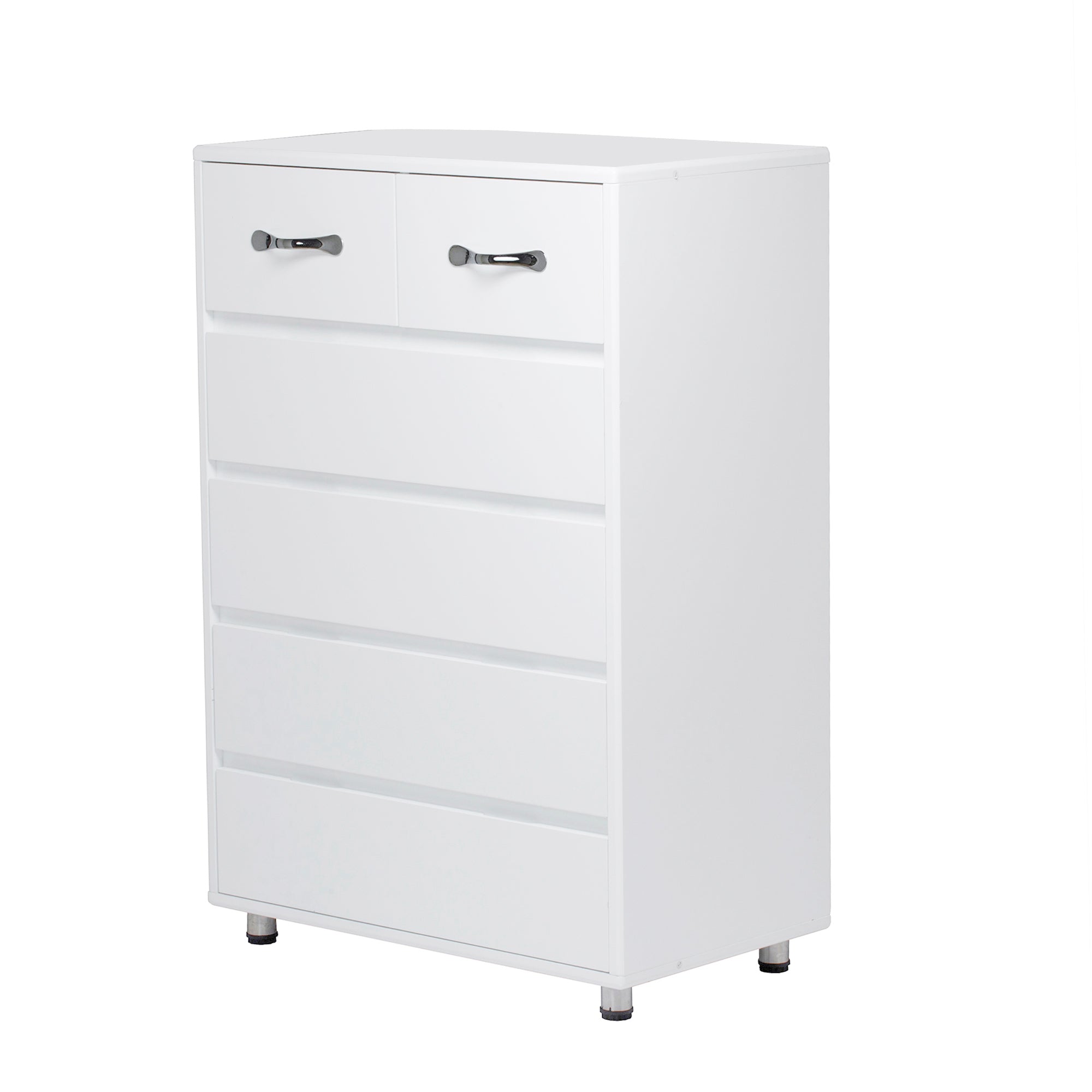 Side Table Six Drawer, White