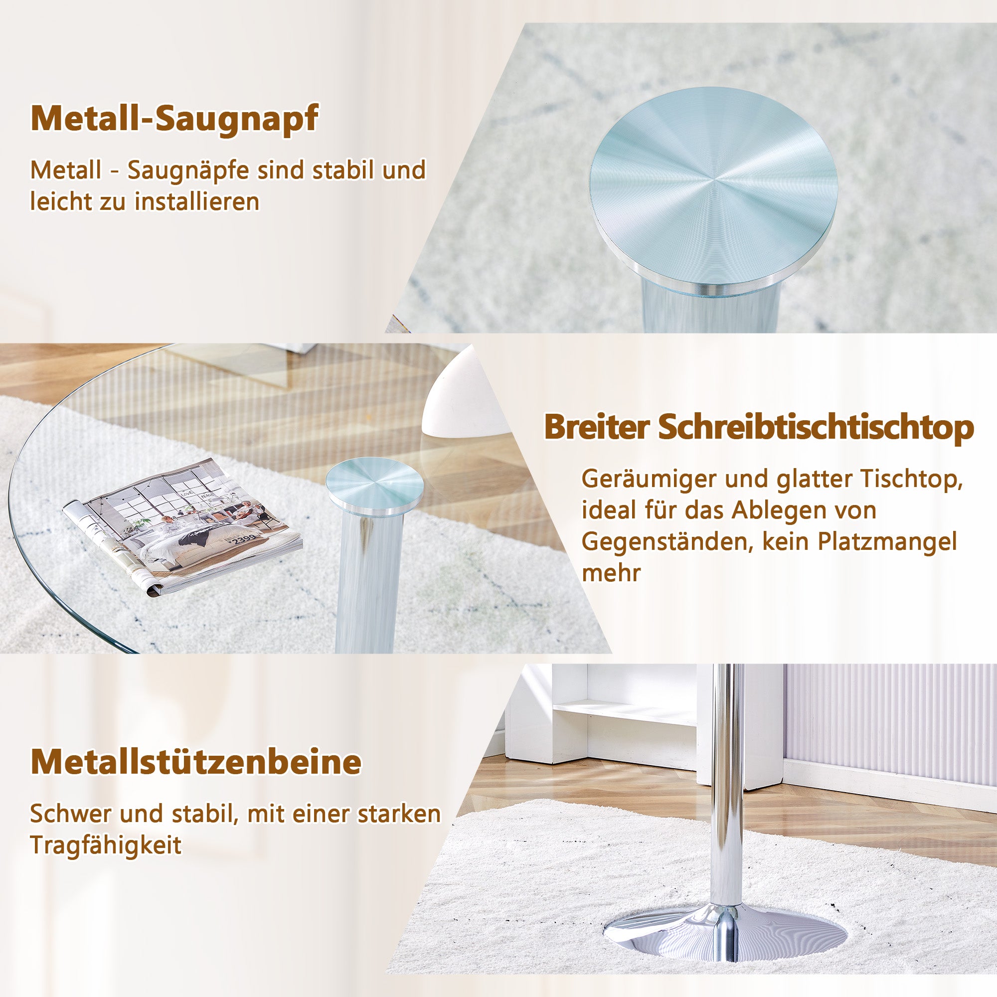 Dining Table Set, 85cm Tempered Glass Table with 4 Chairs, Black PU