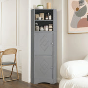 Bathroom Cabinet, Corner with Adjustable Shelf & Storage, Light Grey