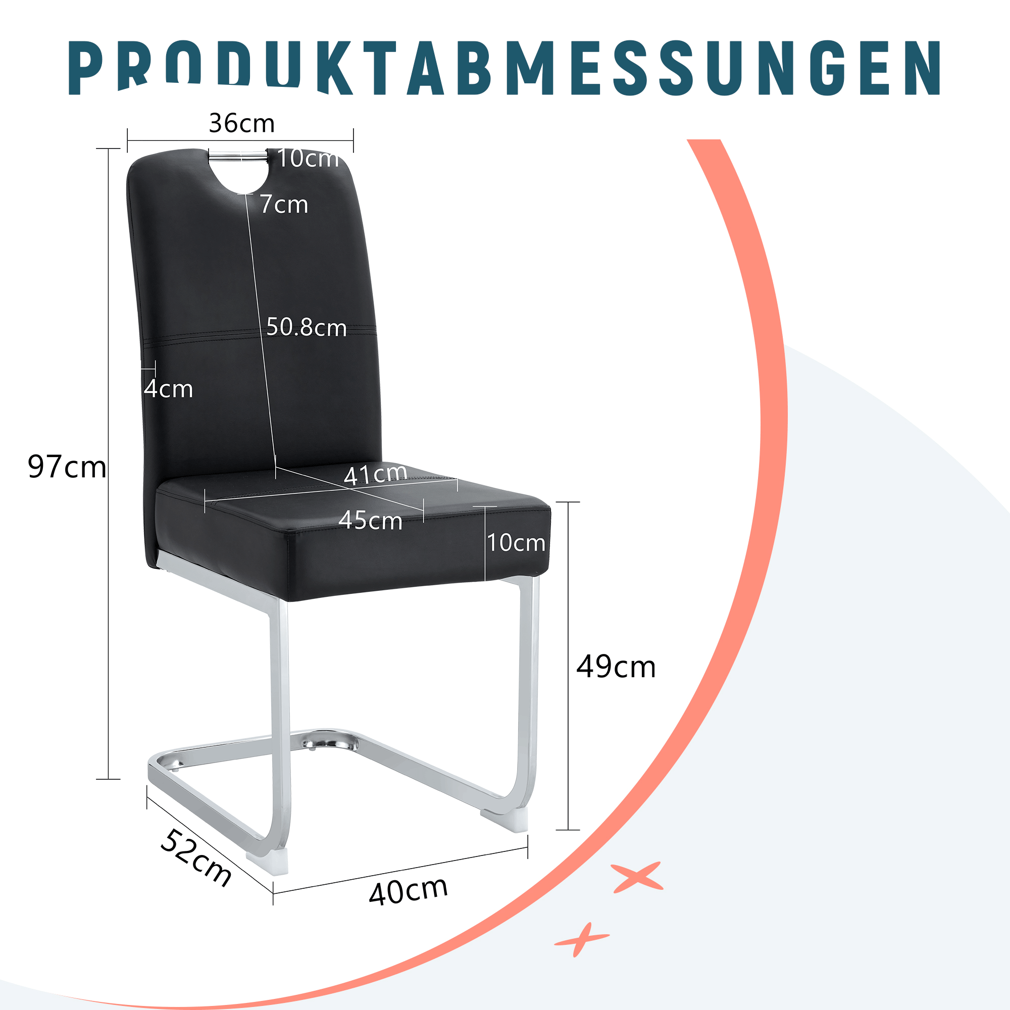 Dining Chairs, Thickened with Integrated Spring Packaging, Ergonomic Design, Black PU