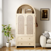 Sideboard Vintage Wickerwork Arch Double Drawer Storage Cabinet