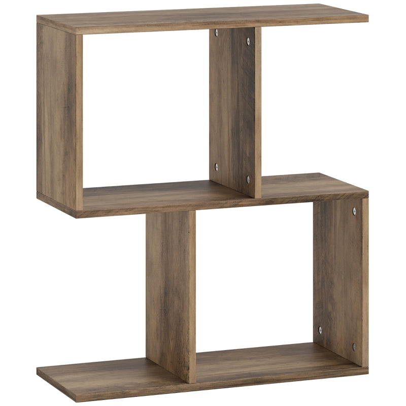 Side Table Narrow End Table S-Shaped 3-Tier Storage Shelves Oak