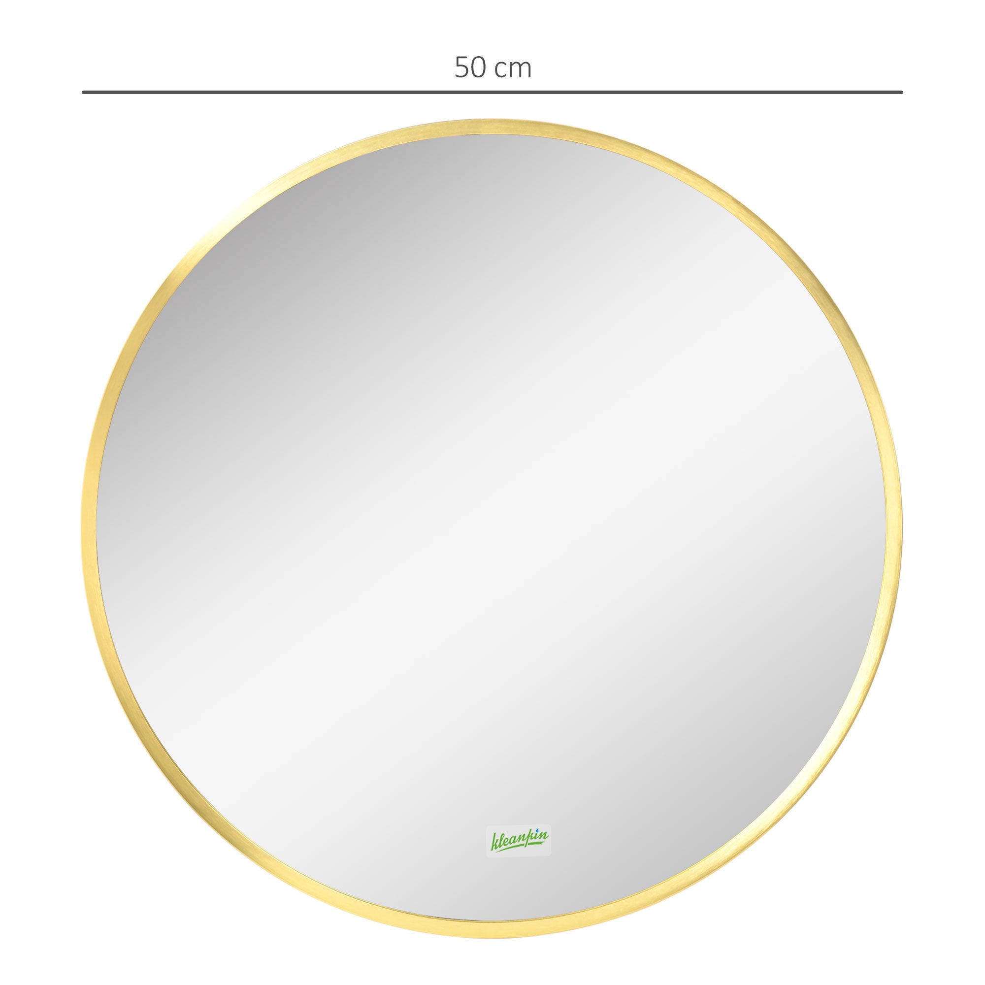 kleankin Round Wall Mirror for Bathroom, Bedroom, Hallway, Gold Metal Frame