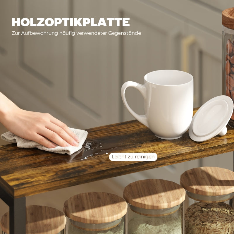 Kitchen Trolley 5-Tier with Worktop, Wheels & Handle - Black