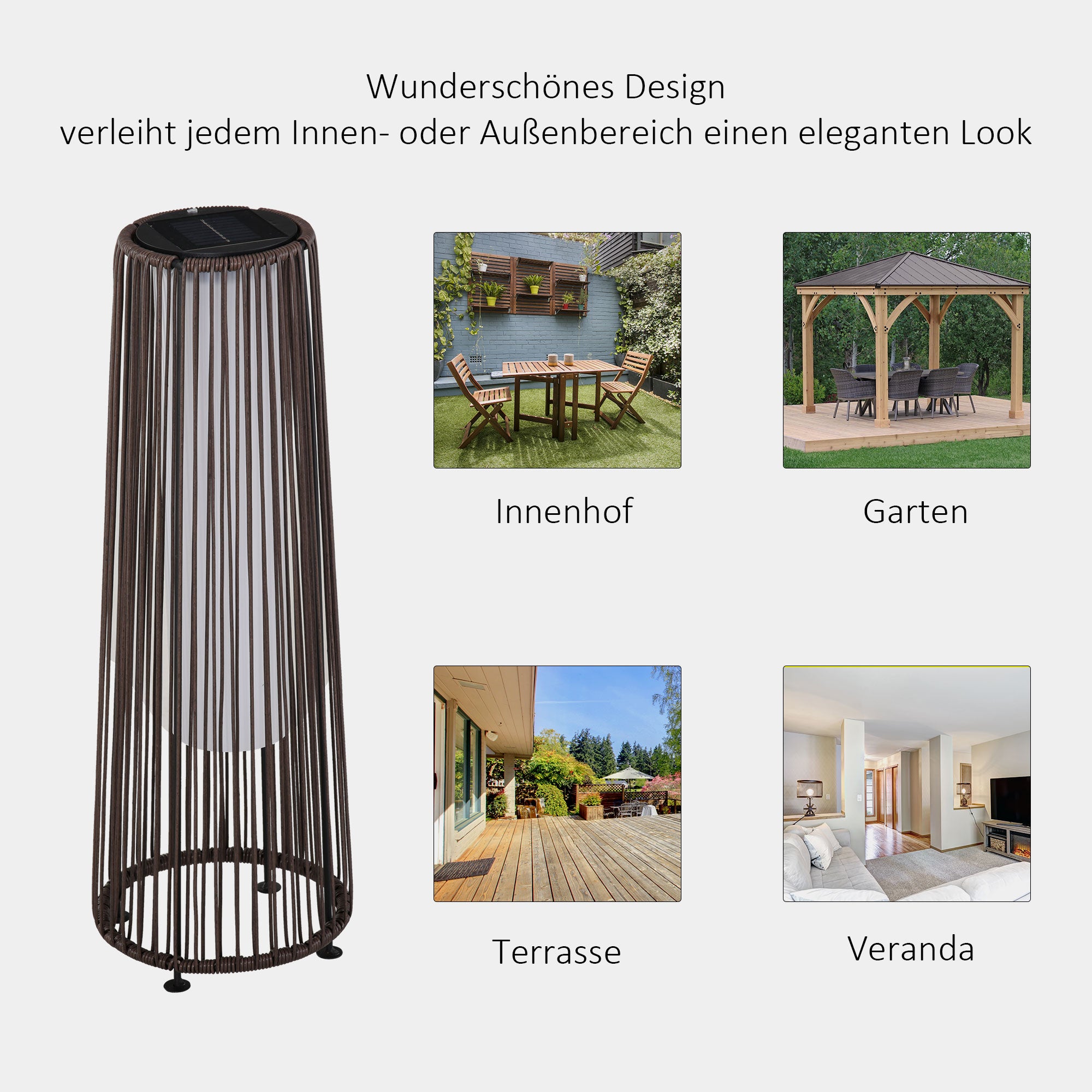 Solar Lamp Garden Lamp Rattan Automatic LED Brown