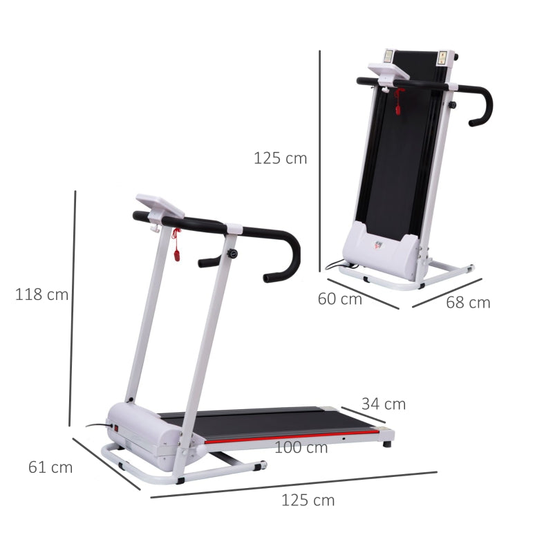 Folding Treadmill with Incline, 1-10km/h Under Desk Running Machine, White