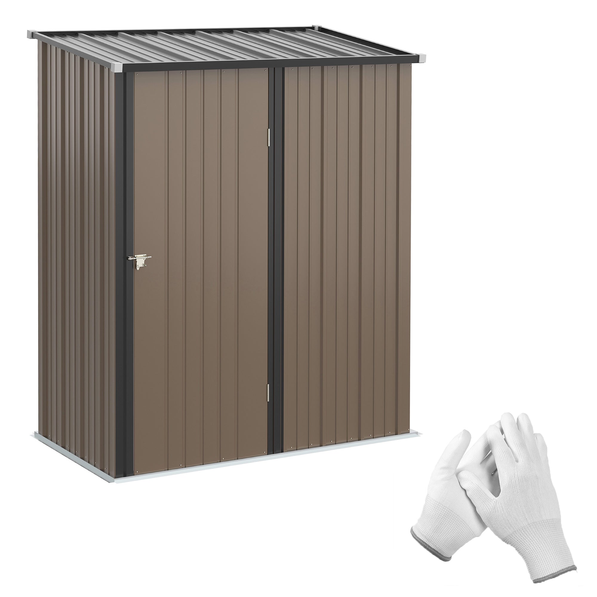 Garden Shed 5.3 x 3.1ft Corrugated Steel - Brown