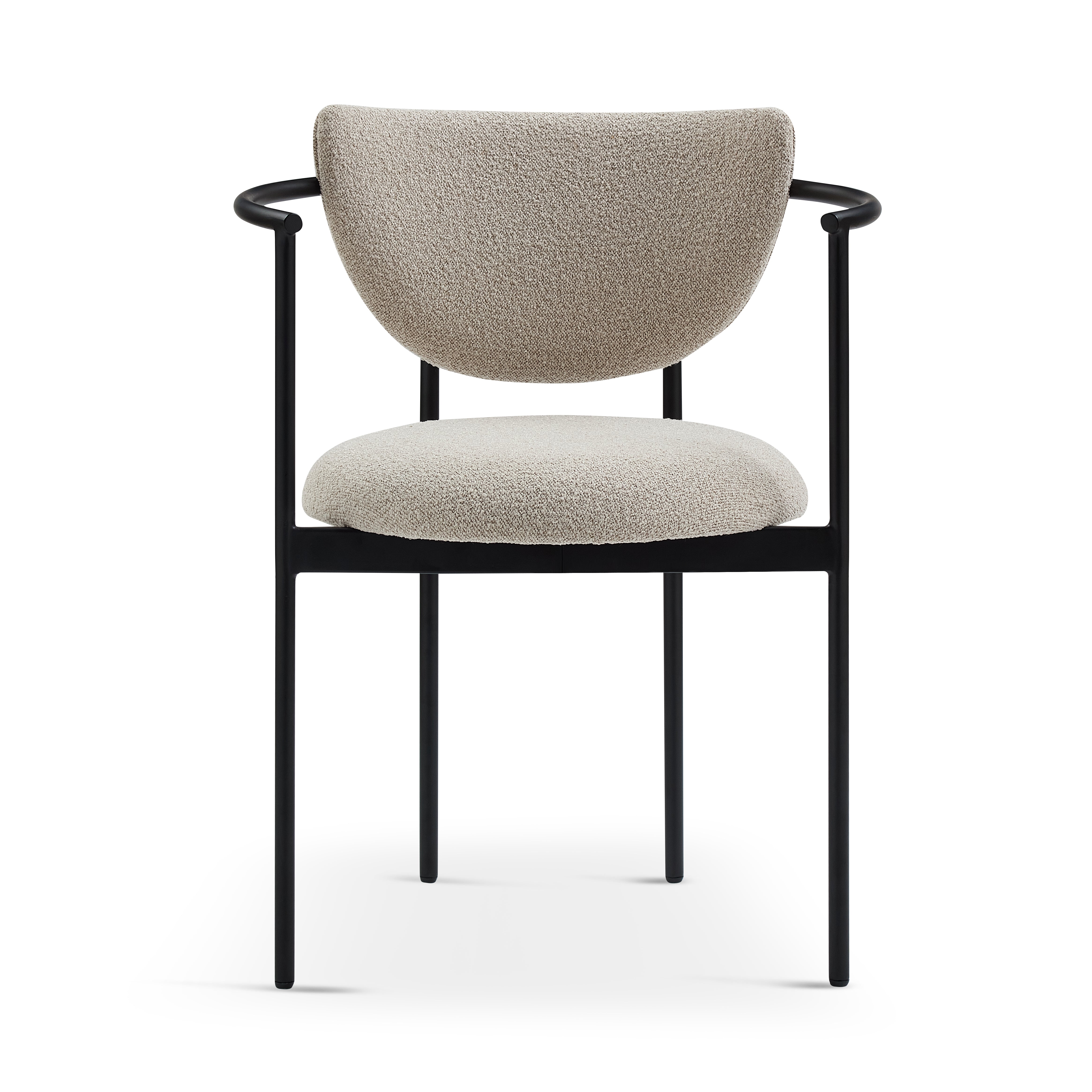 Lunar Dining Chair with Armrests, Ergonomic Set of 2 with Metal Frame, Khaki