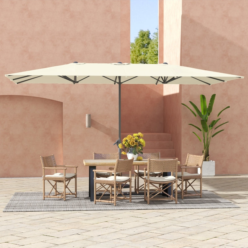 Double Parasol, Crank UV50+ Windproof Aluminum, Cream White